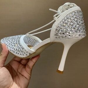 EGO Mesh Silver Strappy Heels